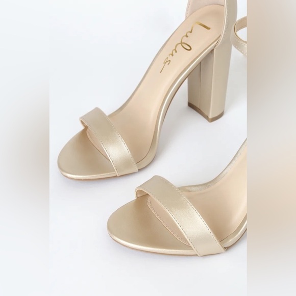 LULU’S Taylor Gold Ankle Strap Heels in US 6.5 sandals open toe date black tie - Picture 15 of 16